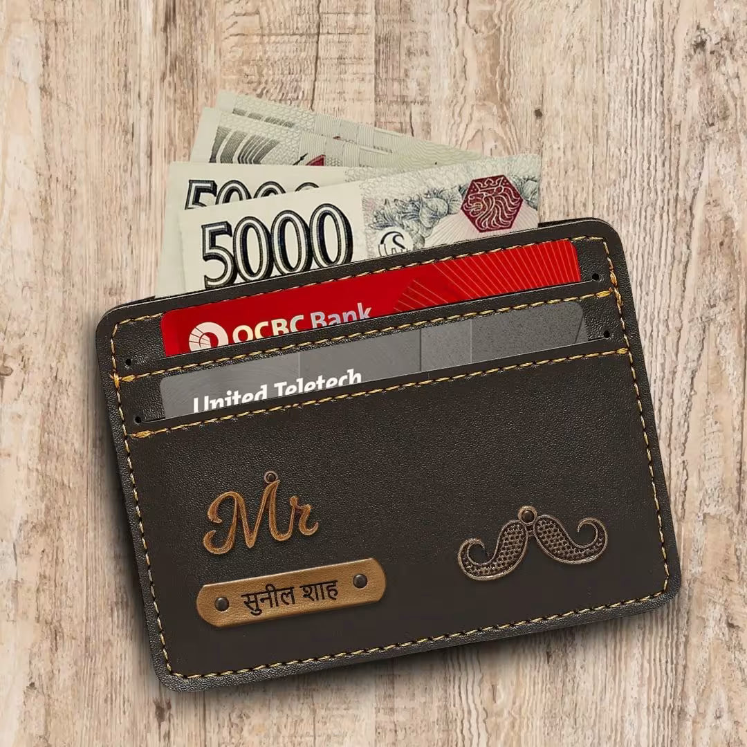 Customized Dark Olive Green Card Holder with Name
