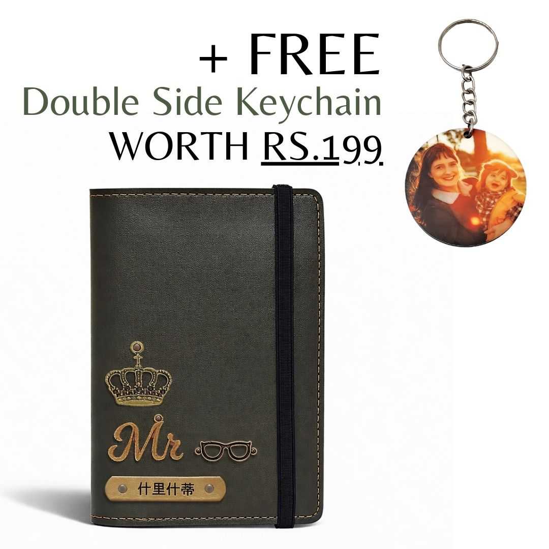 Personalized Elastic Closure Passport Cover - Dark Olive Green