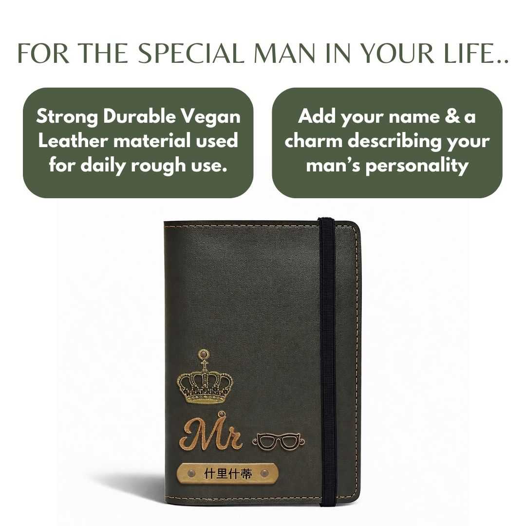 Personalized Elastic Closure Passport Cover - Dark Olive Green