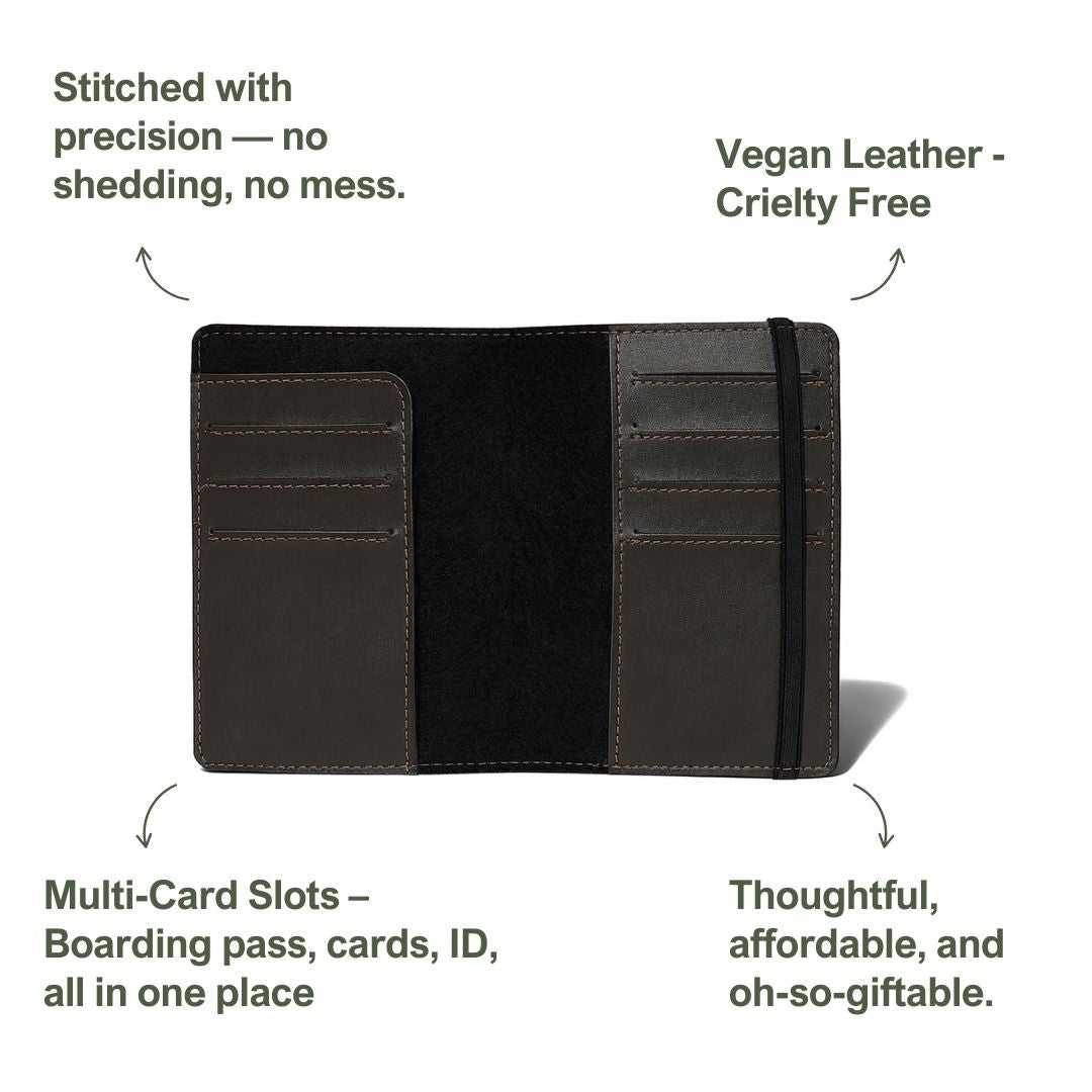 Personalized Elastic Closure Passport Cover - Dark Olive Green