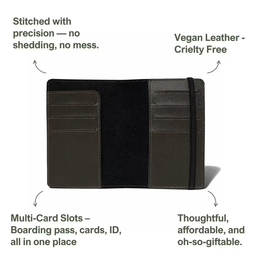 Personalized Elastic Closure Passport Cover - Dark Olive Green