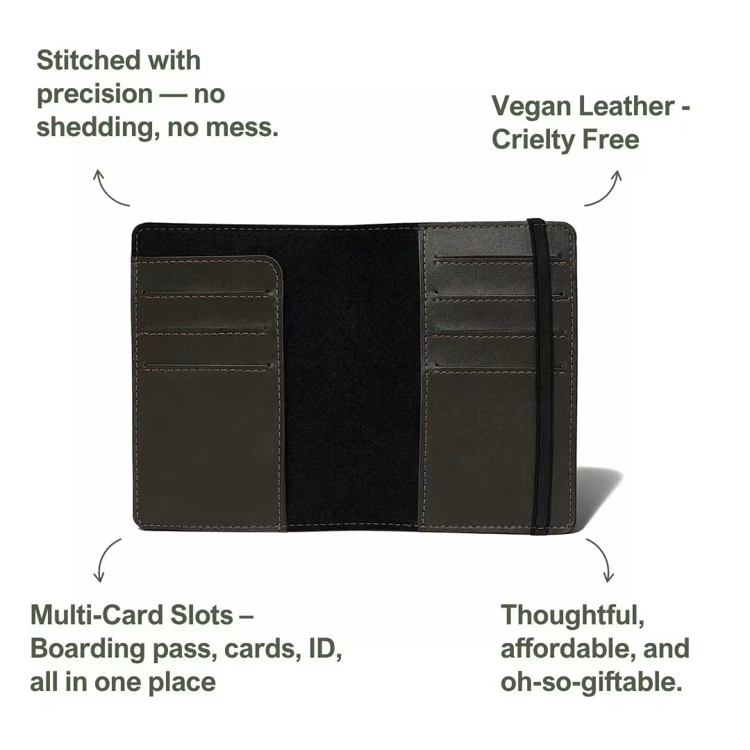 Personalized Elastic Closure Passport Cover - Dark Olive Green