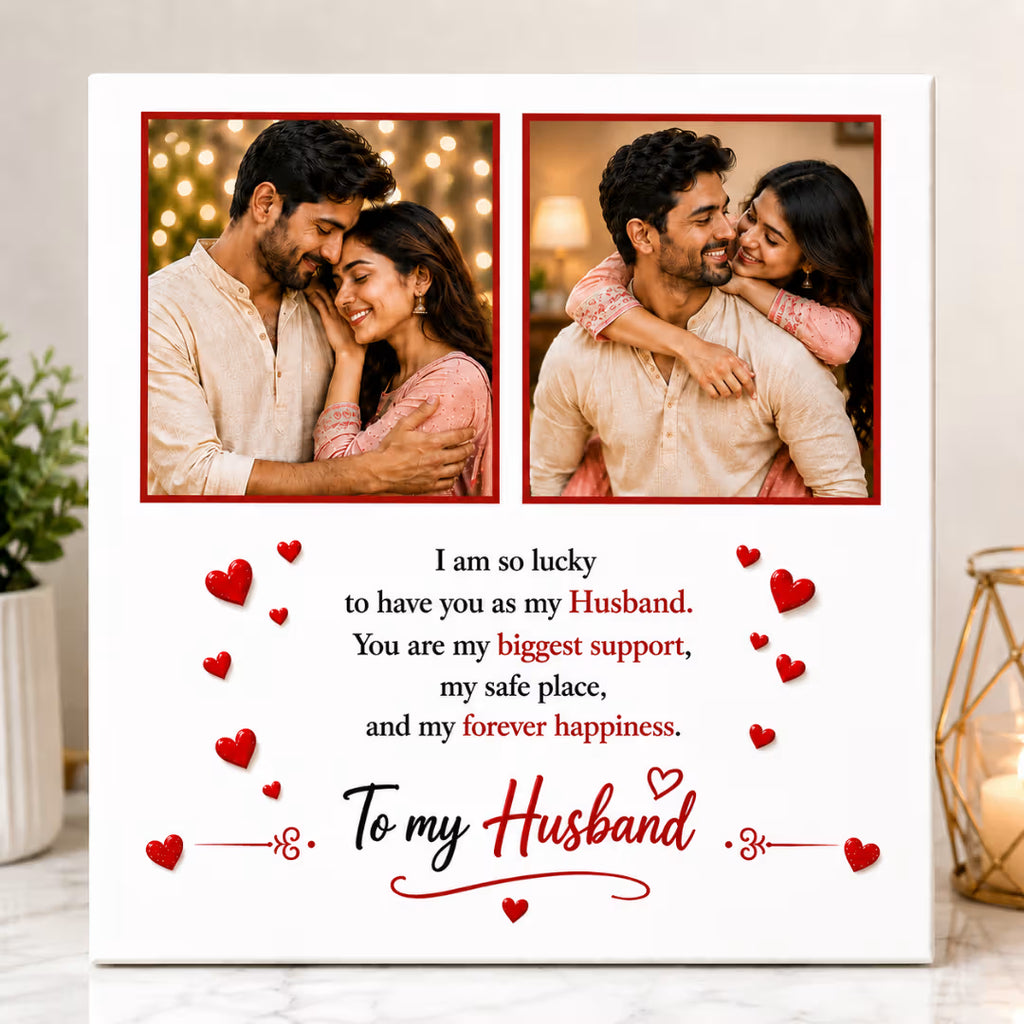 Personalized Photo Ceramic Tile for Husband with Message