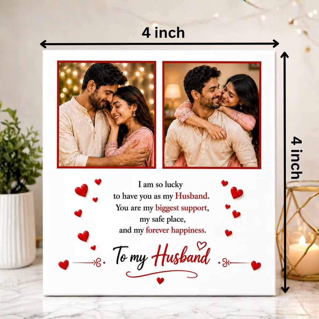 Personalized Photo Ceramic Tile for Husband with Message