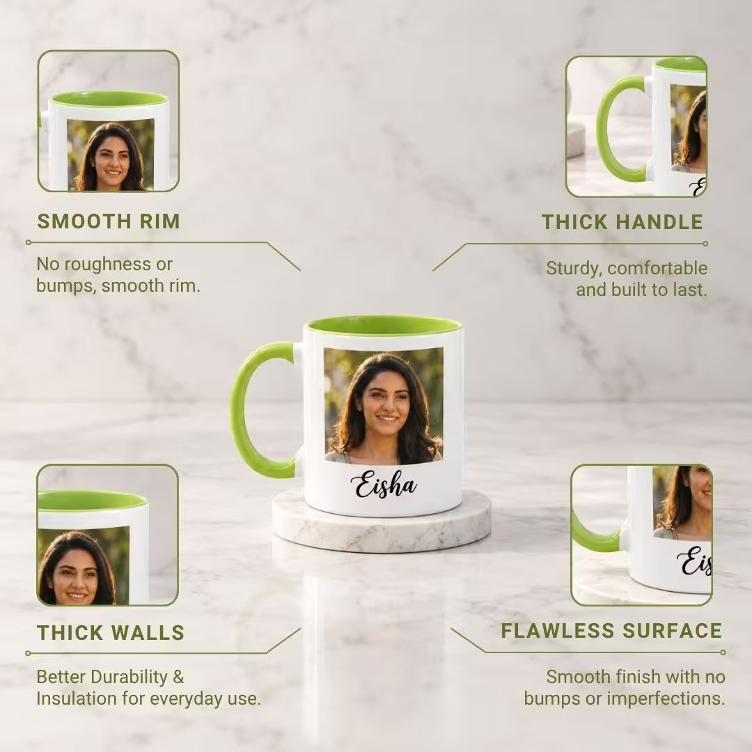 Light Green Ceramic Customized Photo Mug