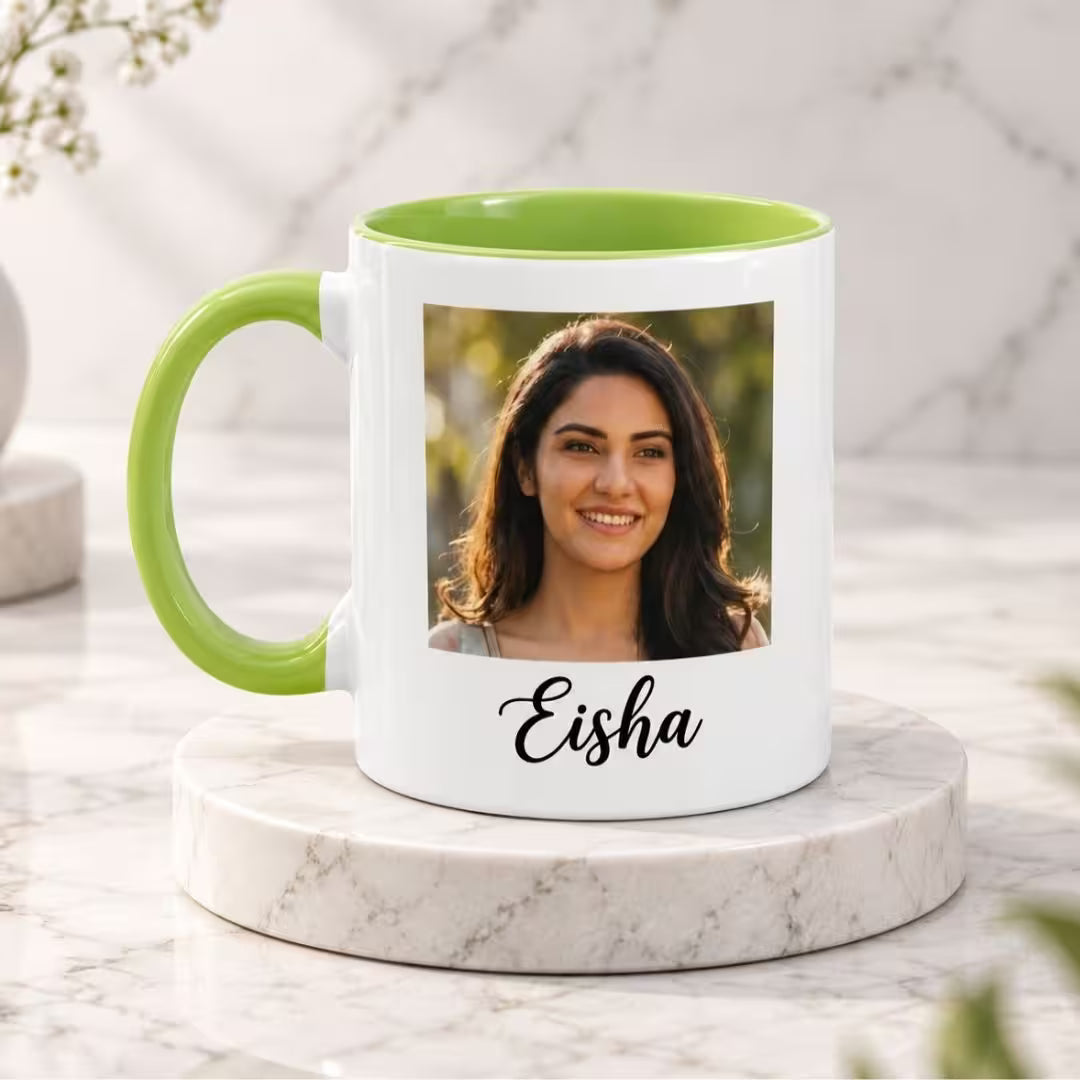 Light Green Ceramic Customized Photo Mug