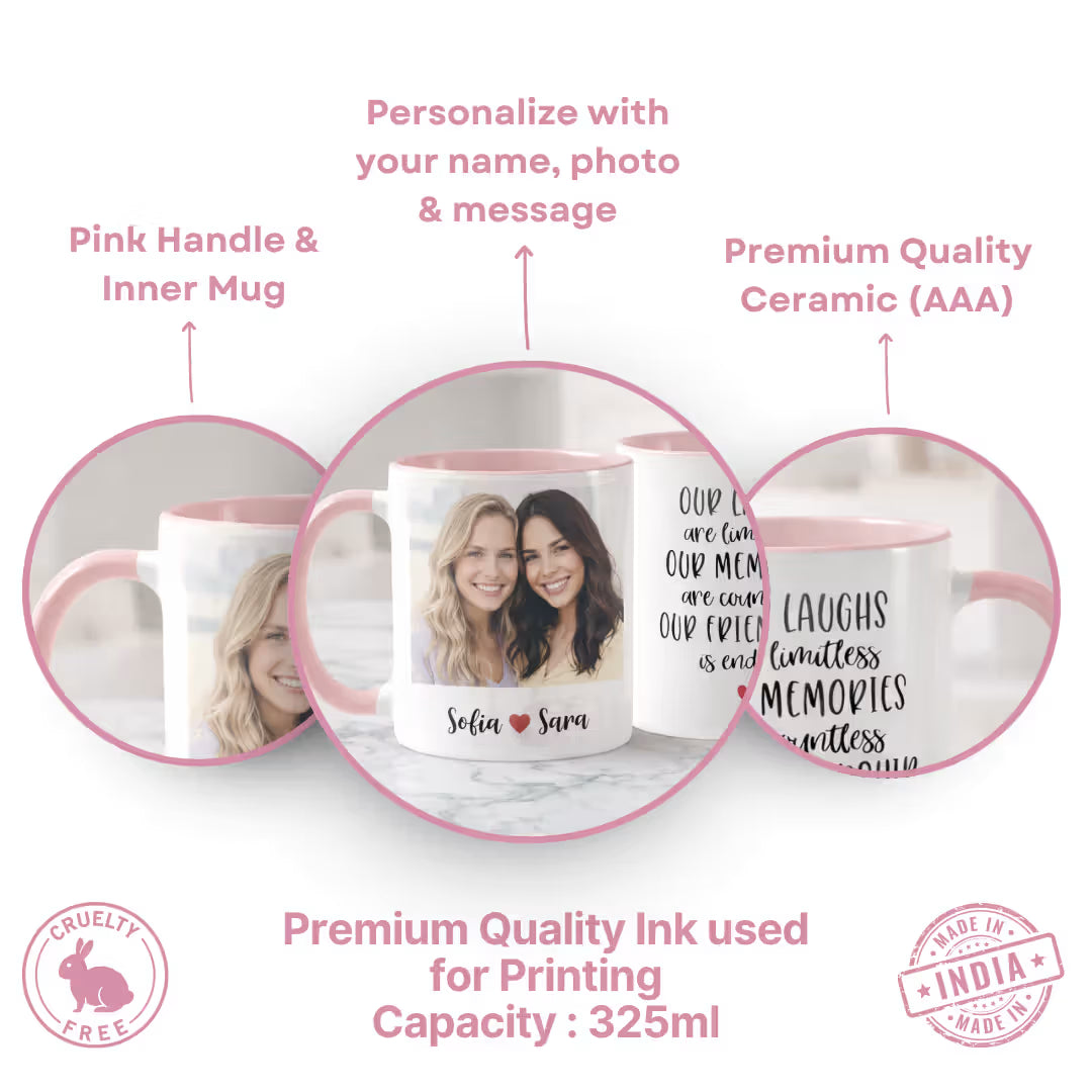Personalized Photo Pink Mug for Friends