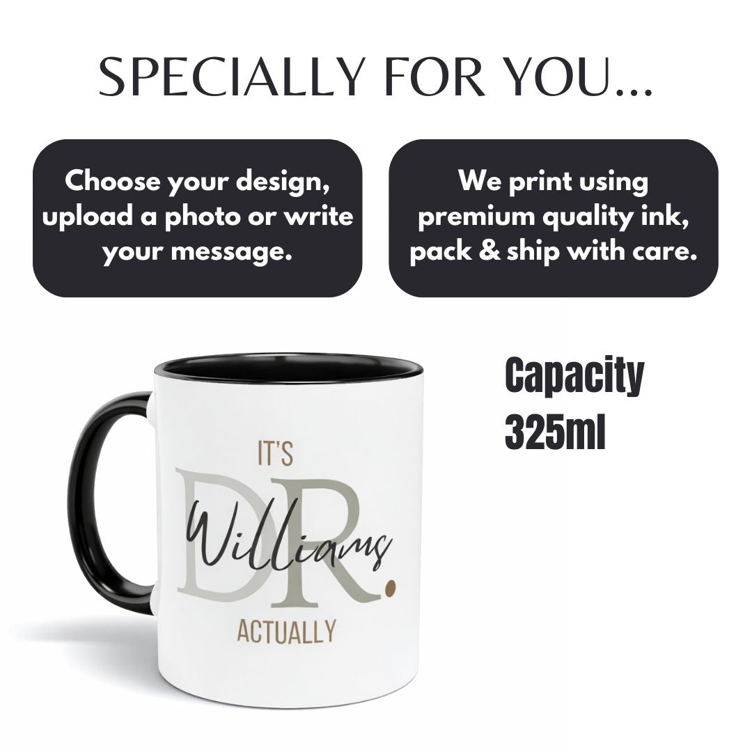 Personalized Black Ceramic mug for Doctor's