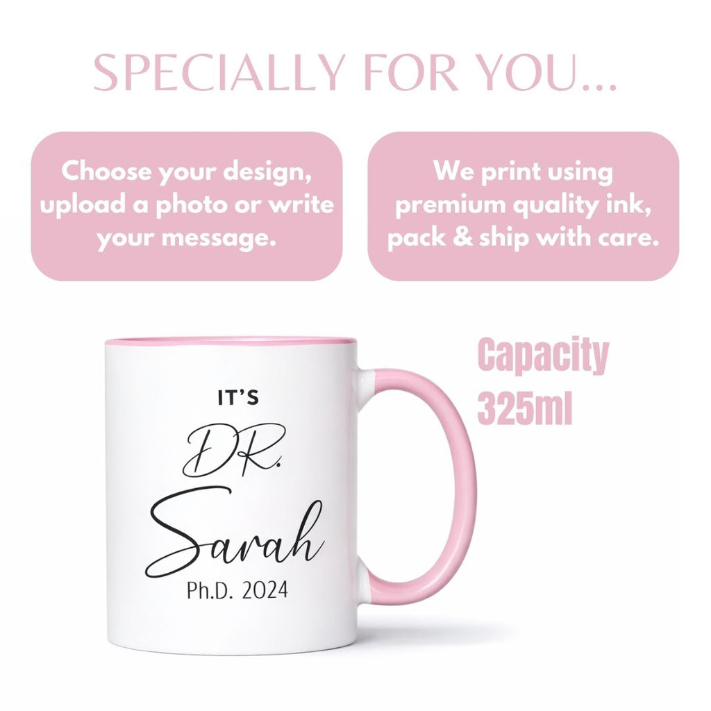 Personalized PInk PhD Doctor Mug
