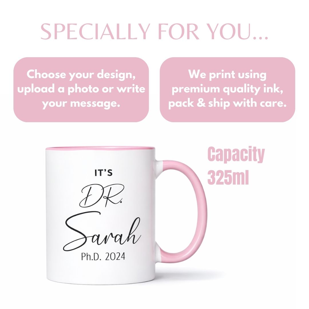 Personalized PInk PhD Doctor Mug