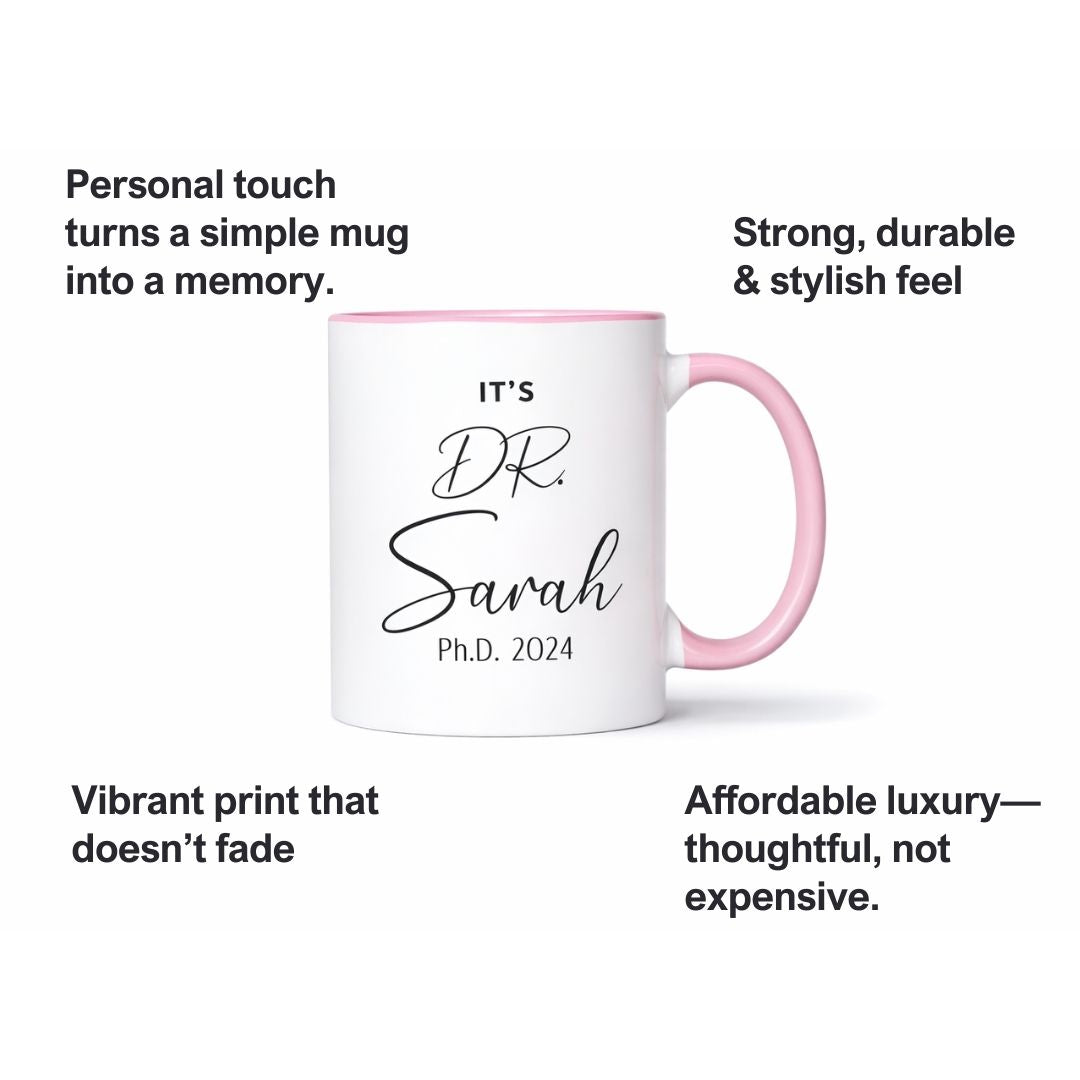 Personalized PInk PhD Doctor Mug