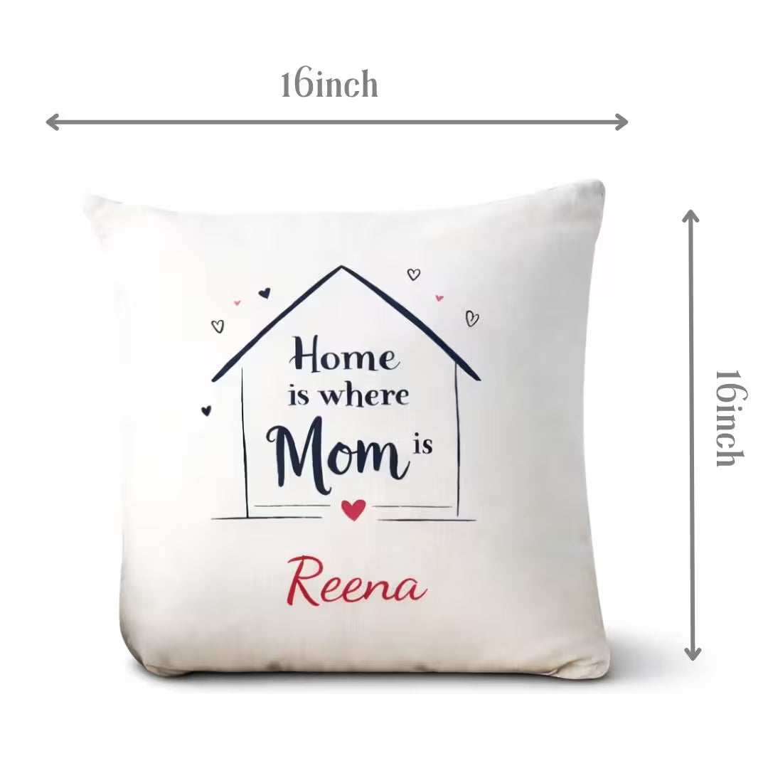 Personalized "Home is Where Mom is" Satin Pillow – Custom Name Cushion