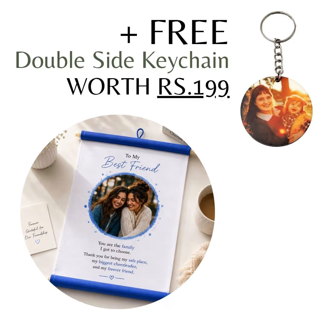 Personalized Blue Hanging Scroll with Photo & Message