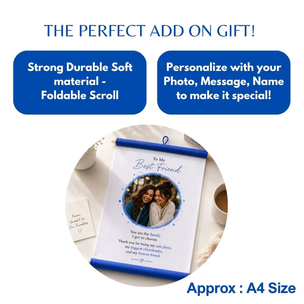 Personalized Blue Hanging Scroll with Photo & Message