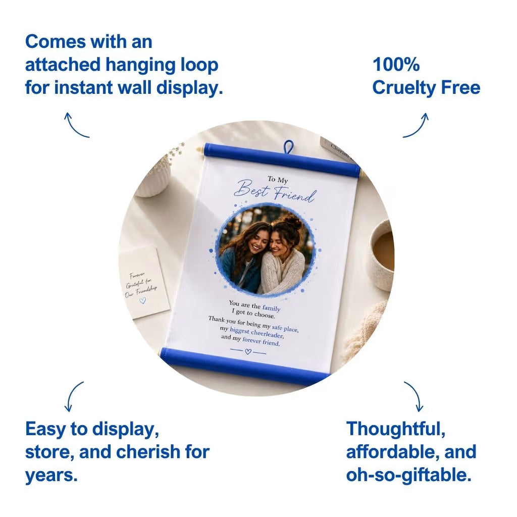 Personalized Blue Hanging Scroll with Photo & Message