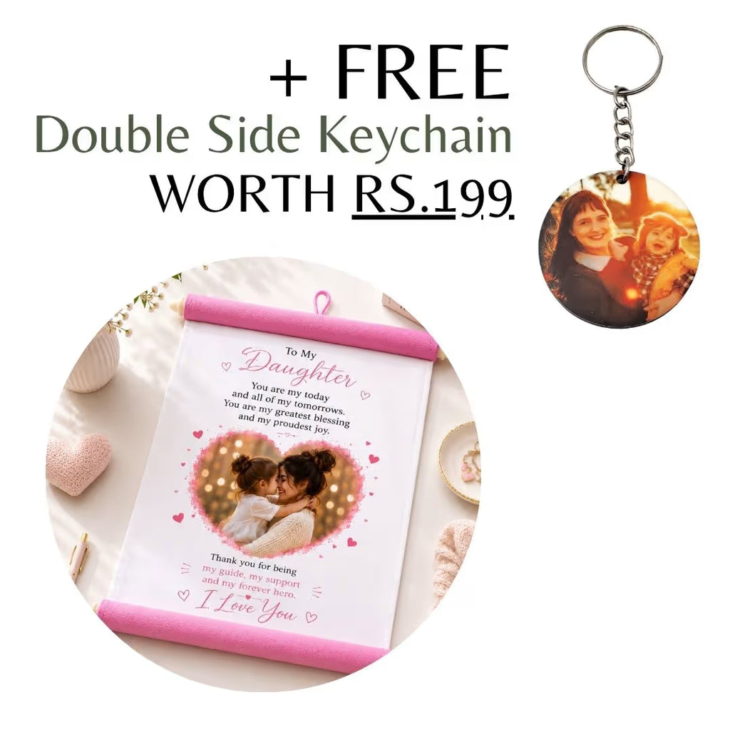 Personalized Pink Hanging Scroll with Photo & Message