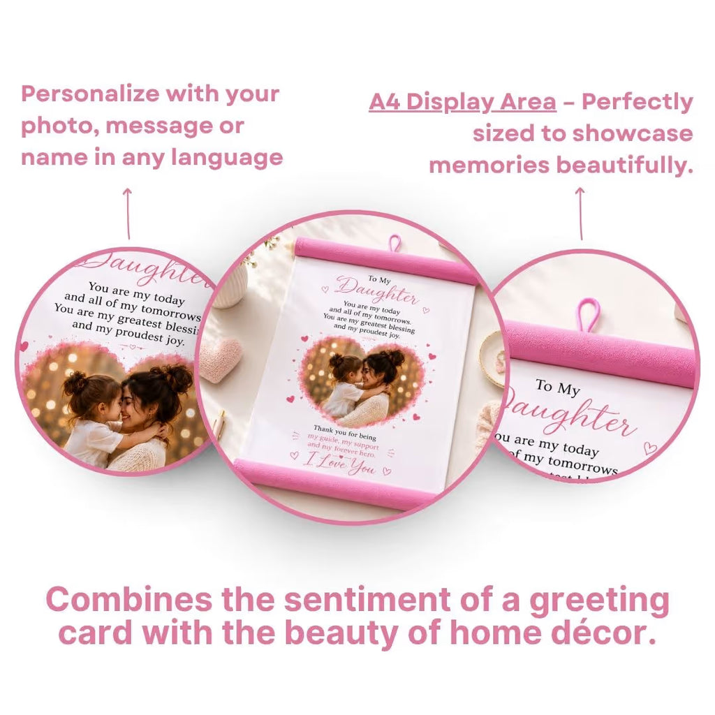 Personalized Pink Hanging Scroll with Photo & Message