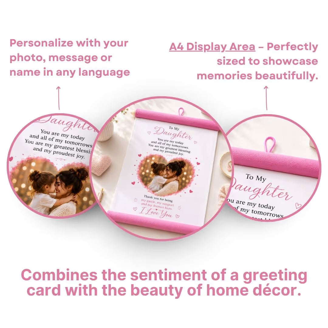 Personalized Pink Hanging Scroll with Photo & Message