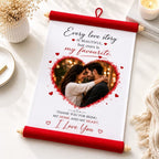 Personalized Red Hanging Scroll with Photo & Message