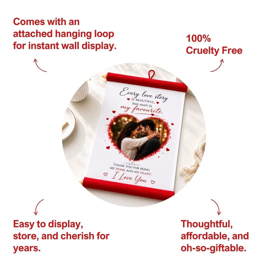 Personalized Red Hanging Scroll with Photo & Message