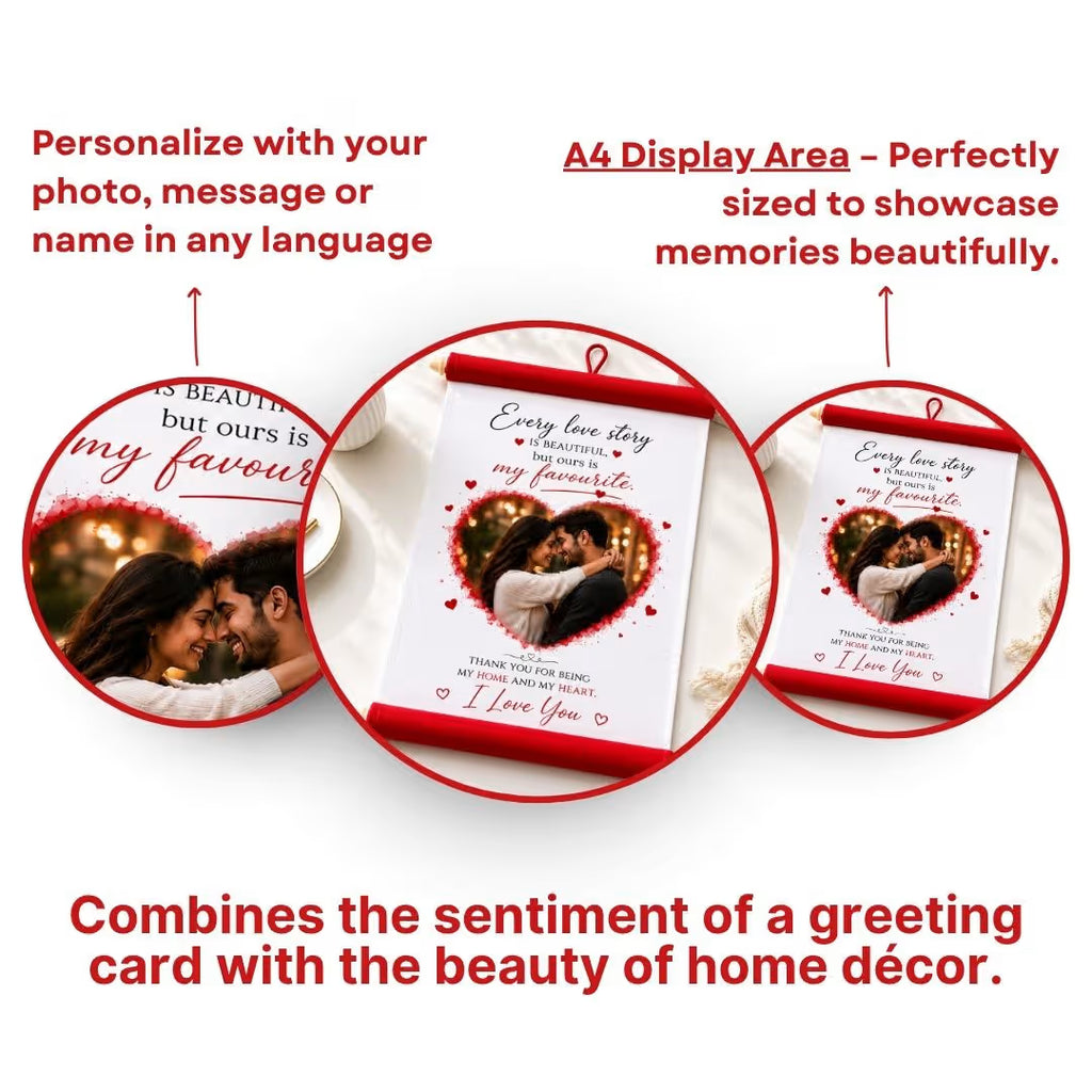 Personalized Red Hanging Scroll with Photo & Message