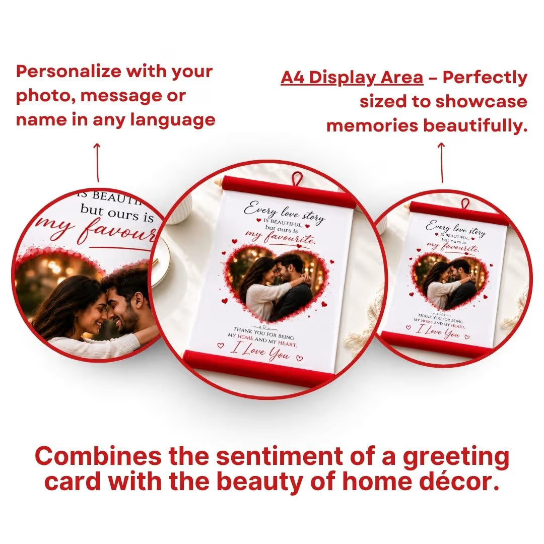 Personalized Red Hanging Scroll with Photo & Message