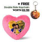 Pink Heart Customized Furr Photo Pillow