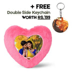 Pink Heart Customized Furr Photo Pillow