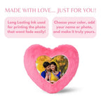 Pink Heart Customized Furr Photo Pillow