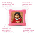 Pink Square Customized Furr Photo Pillow