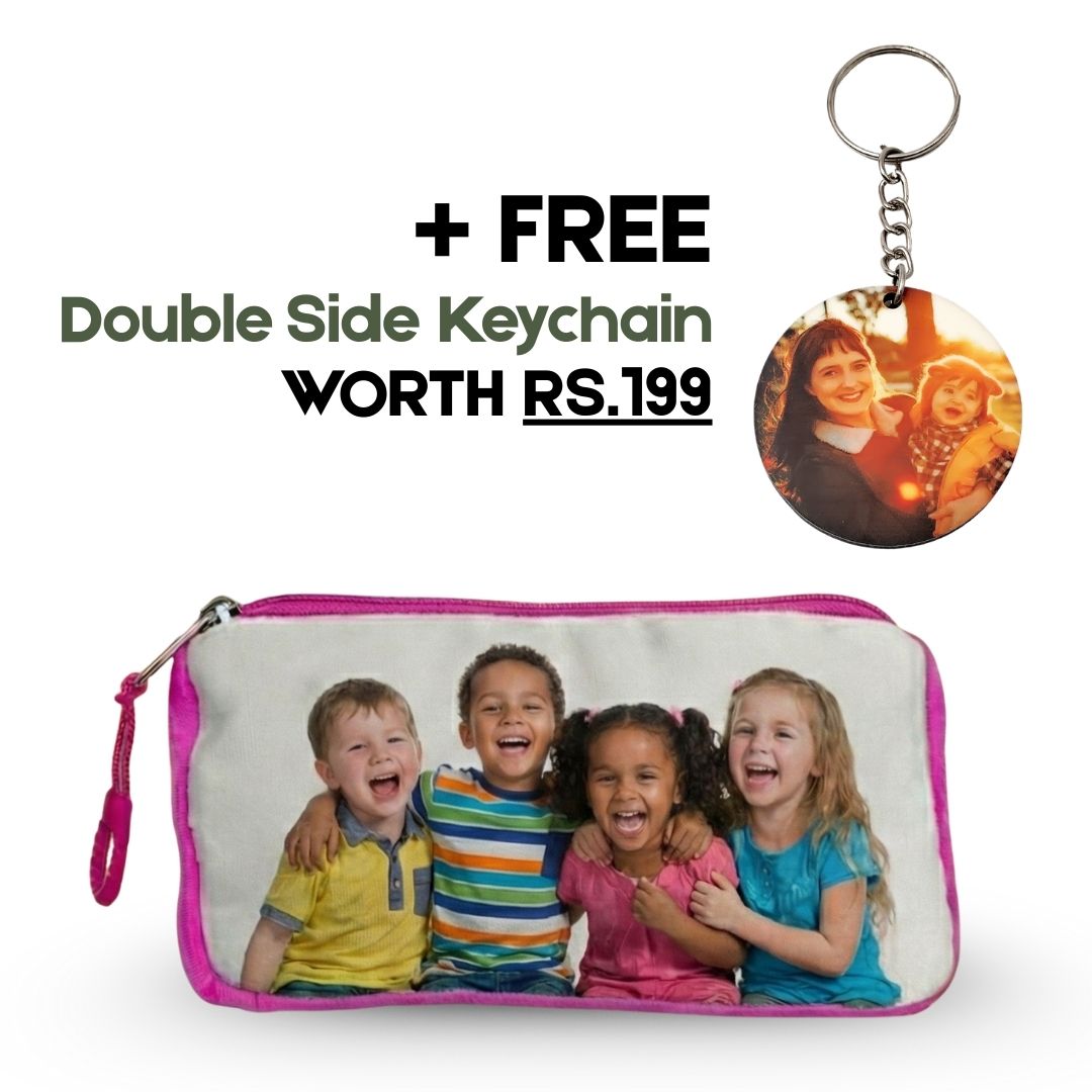 Customized Photo Pink Kids Pouch