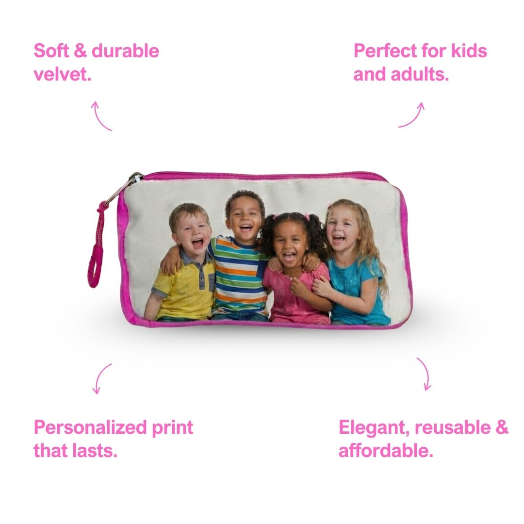 Customized Photo Pink Kids Pouch
