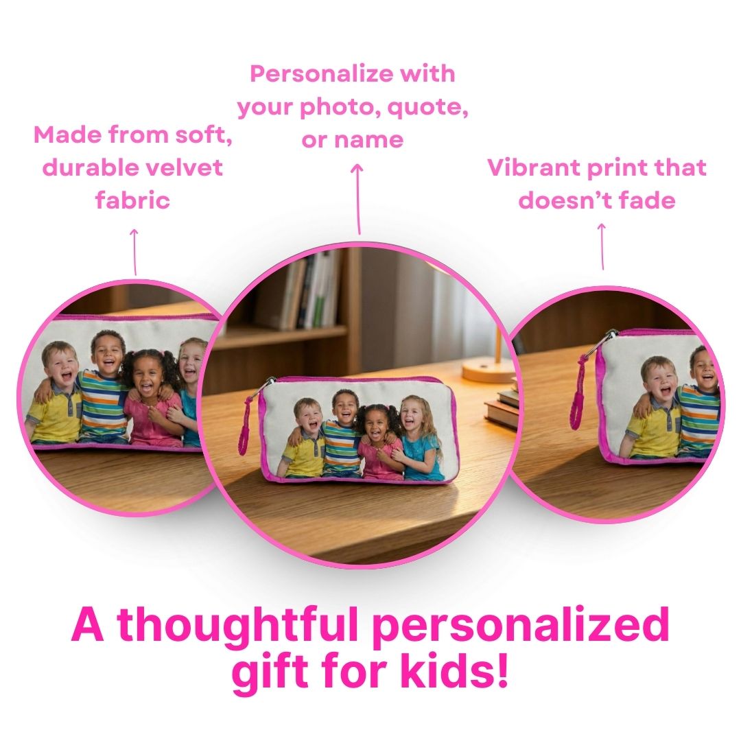 Customized Photo Pink Kids Pouch