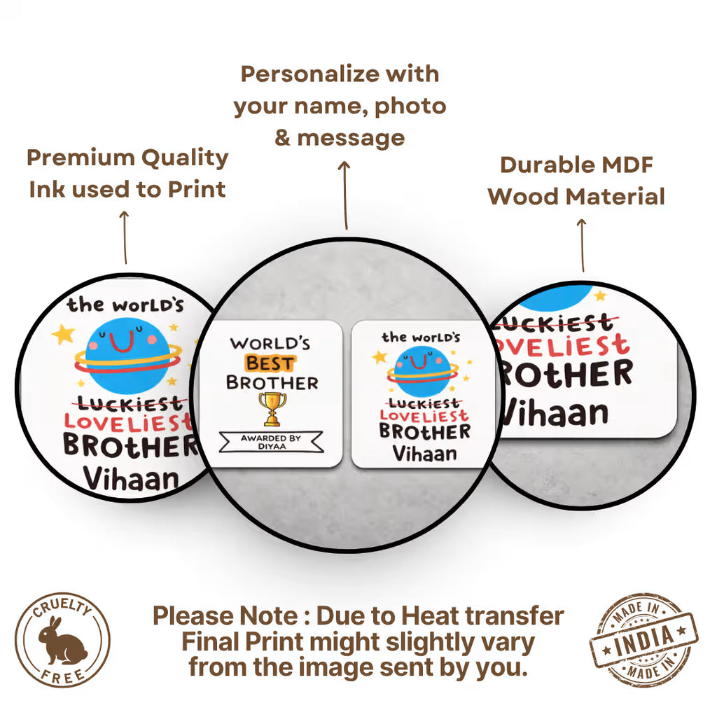 Personalized Quote MDF Square Tea Coaster for Brother