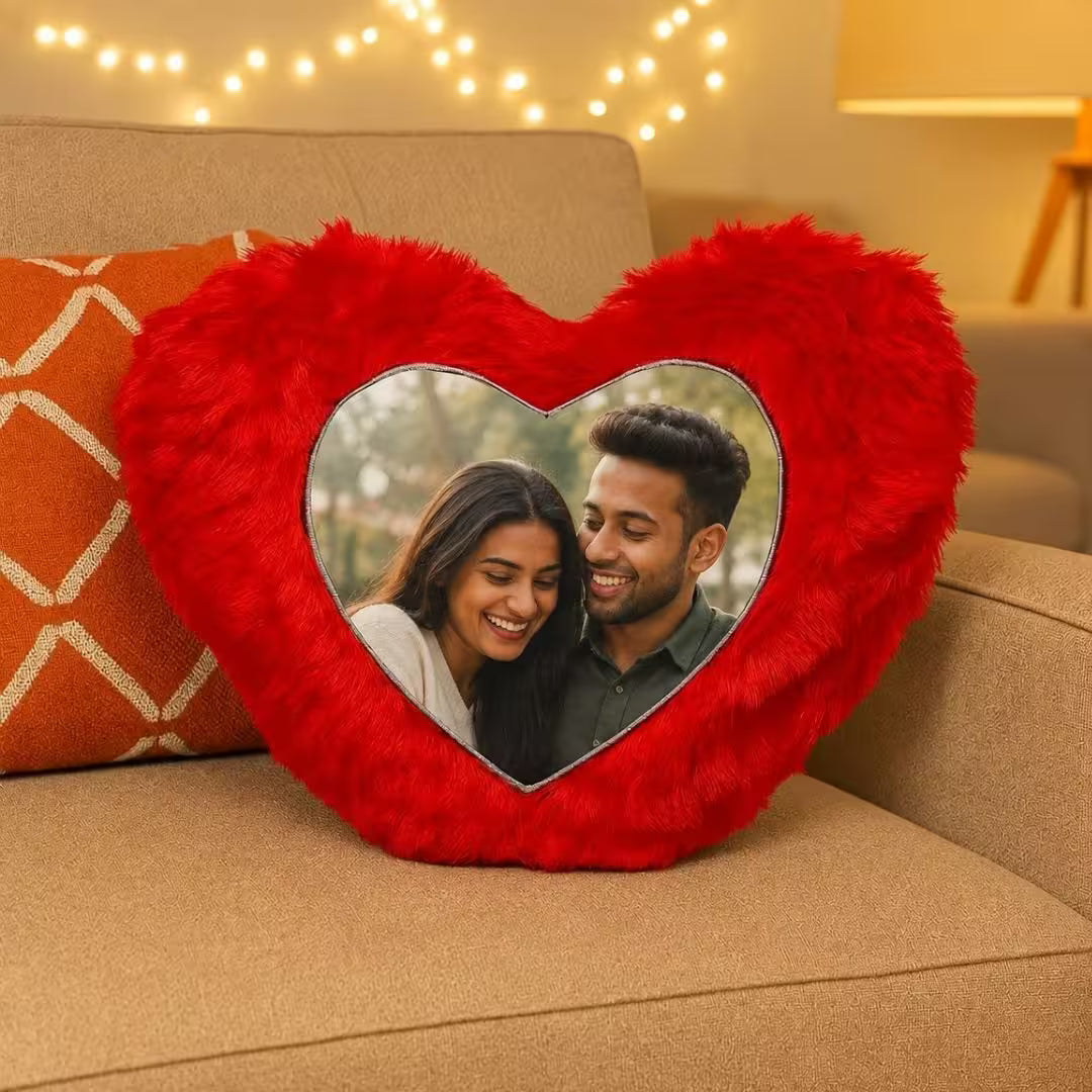 Red Heart Customized Furr Photo Pillow