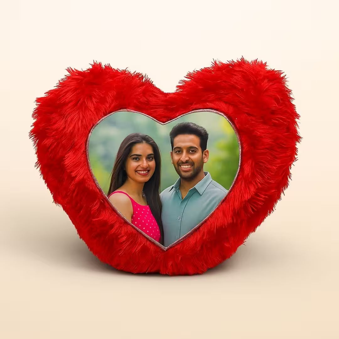 Red Heart Customized Furr Photo Pillow