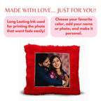 Red Square Customized Furr Photo Pillow