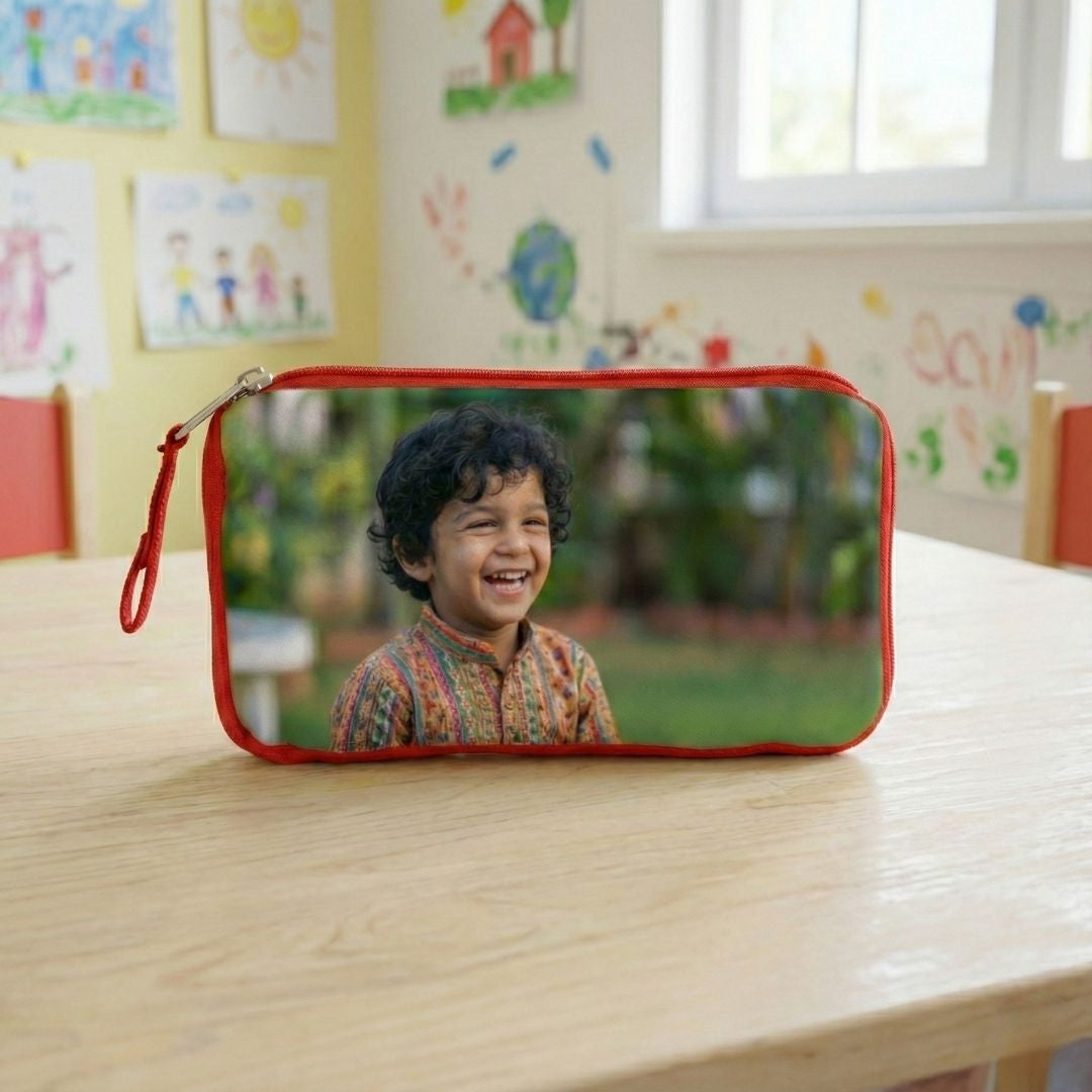 Customized Photo Red Kids Pouch