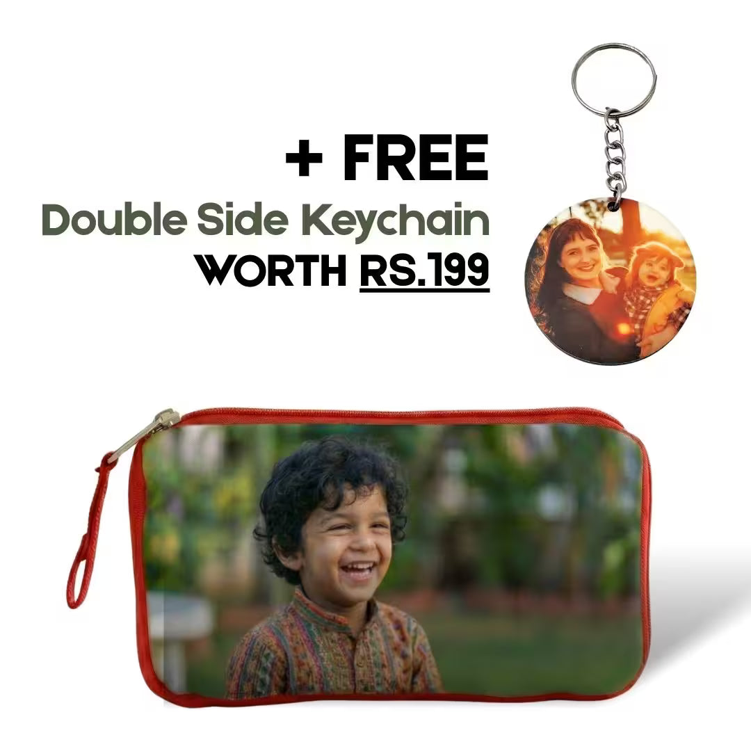 Customized Photo Red Kids Pouch