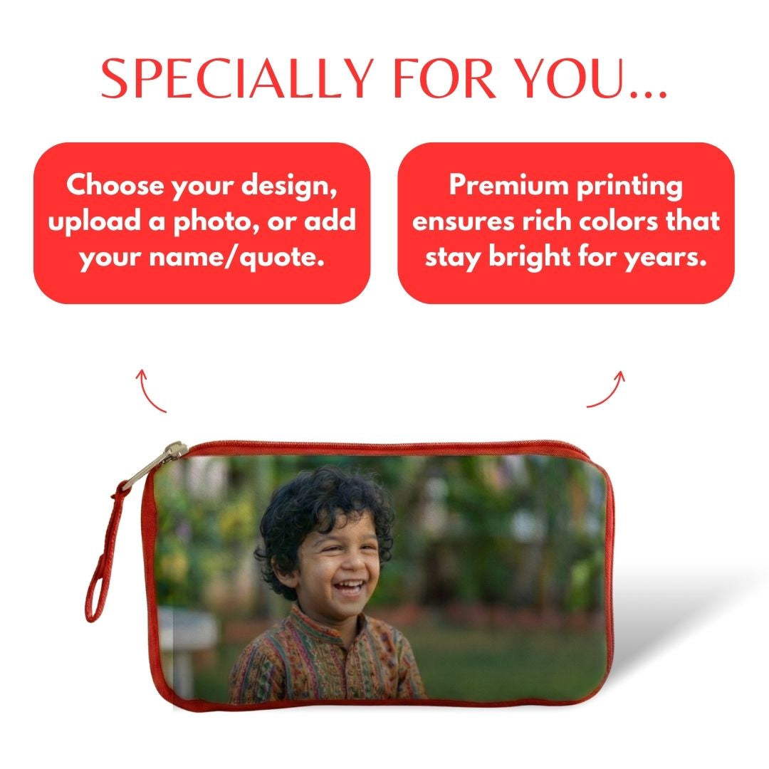 Customized Photo Red Kids Pouch