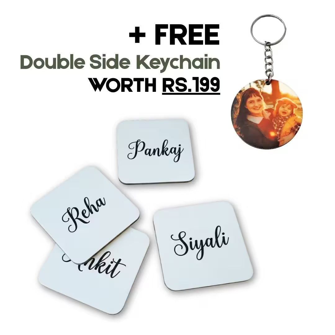 Customized Name Square Tea Coaster - Set of 4