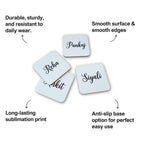Customized Name Square Tea Coaster - Set of 4