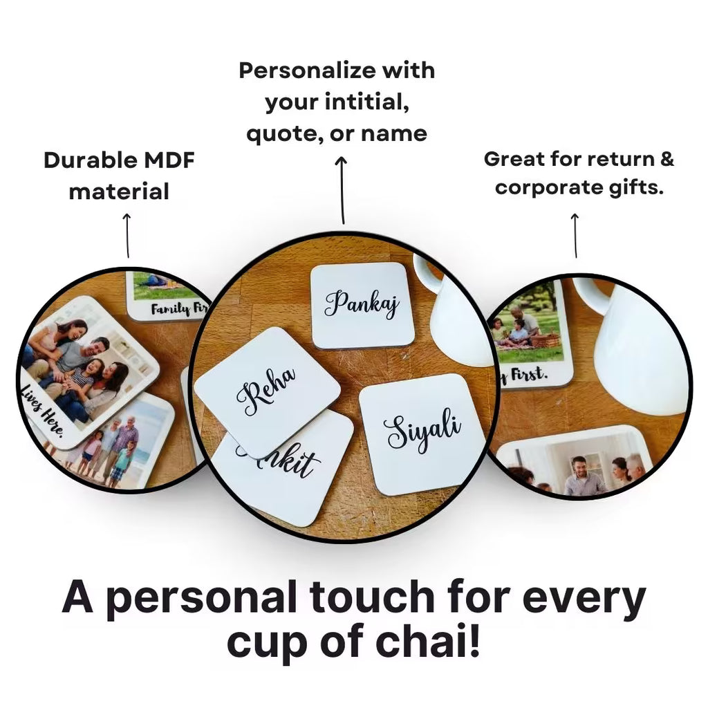 Customized Name Square Tea Coaster - Set of 4