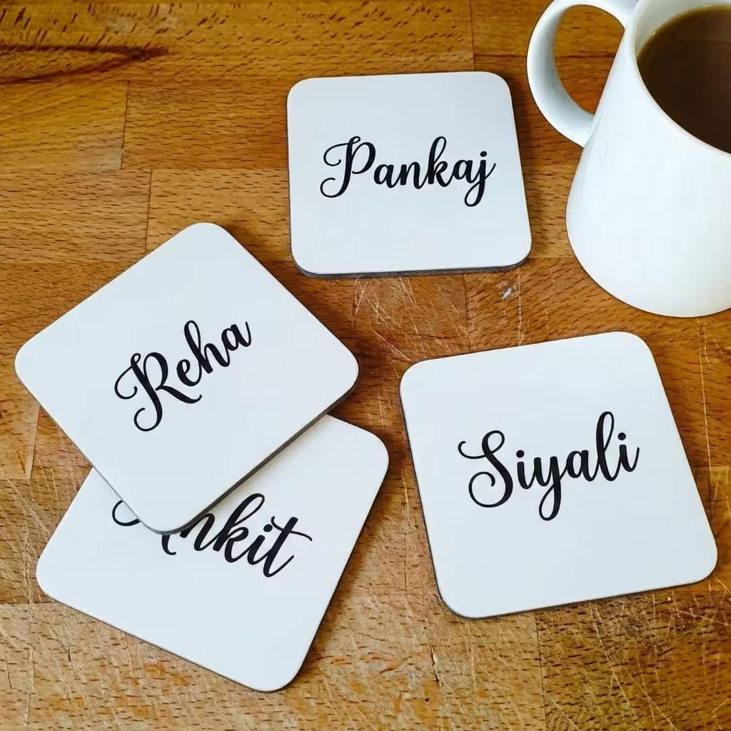 Customized Name Square Tea Coaster - Set of 4