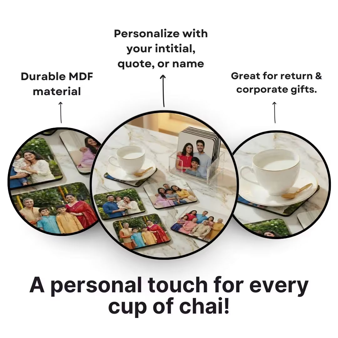 Customized Photo Square Tea Coaster - Set of 4