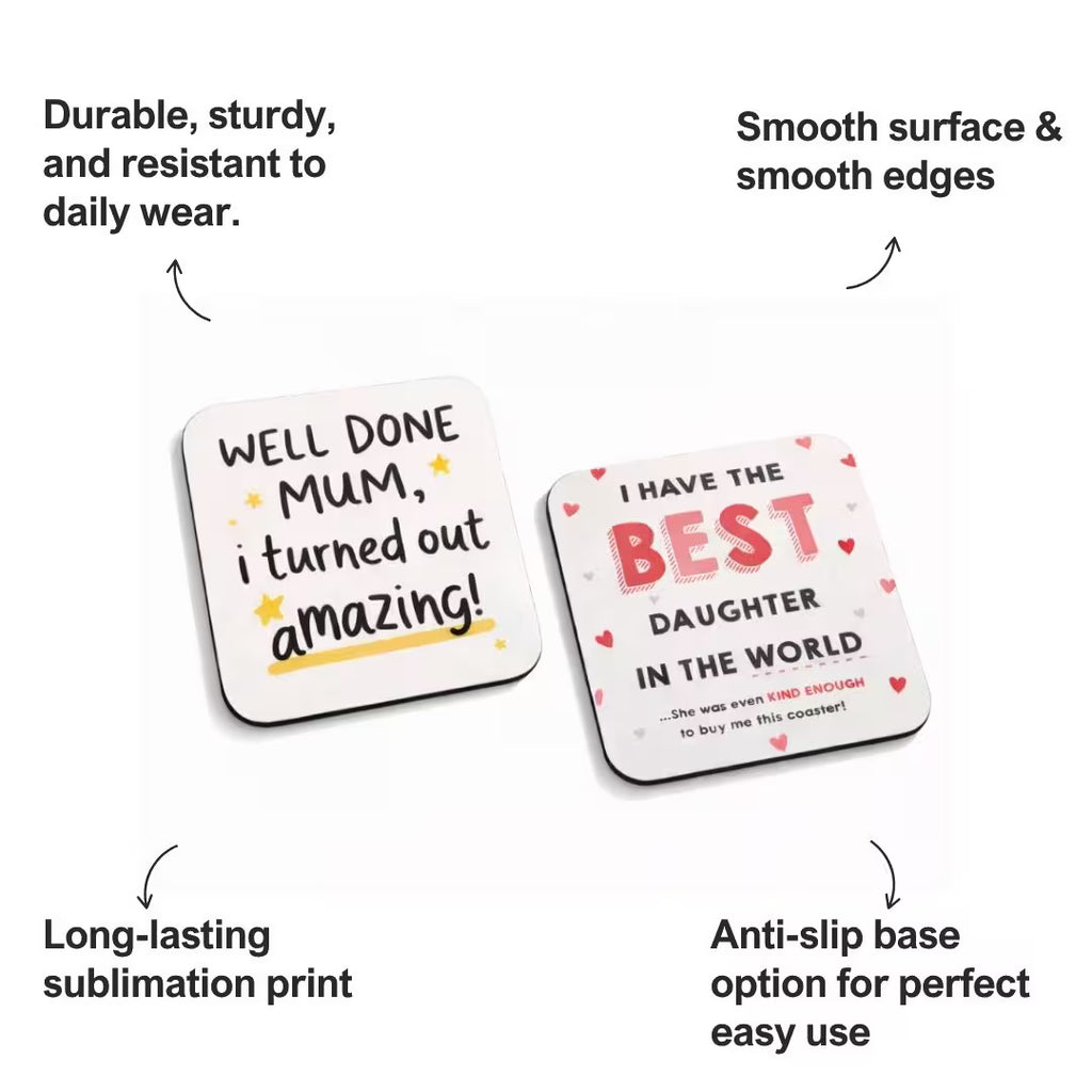 Funny Quotes Square Coaster Set – Sassy Gifts for Mom