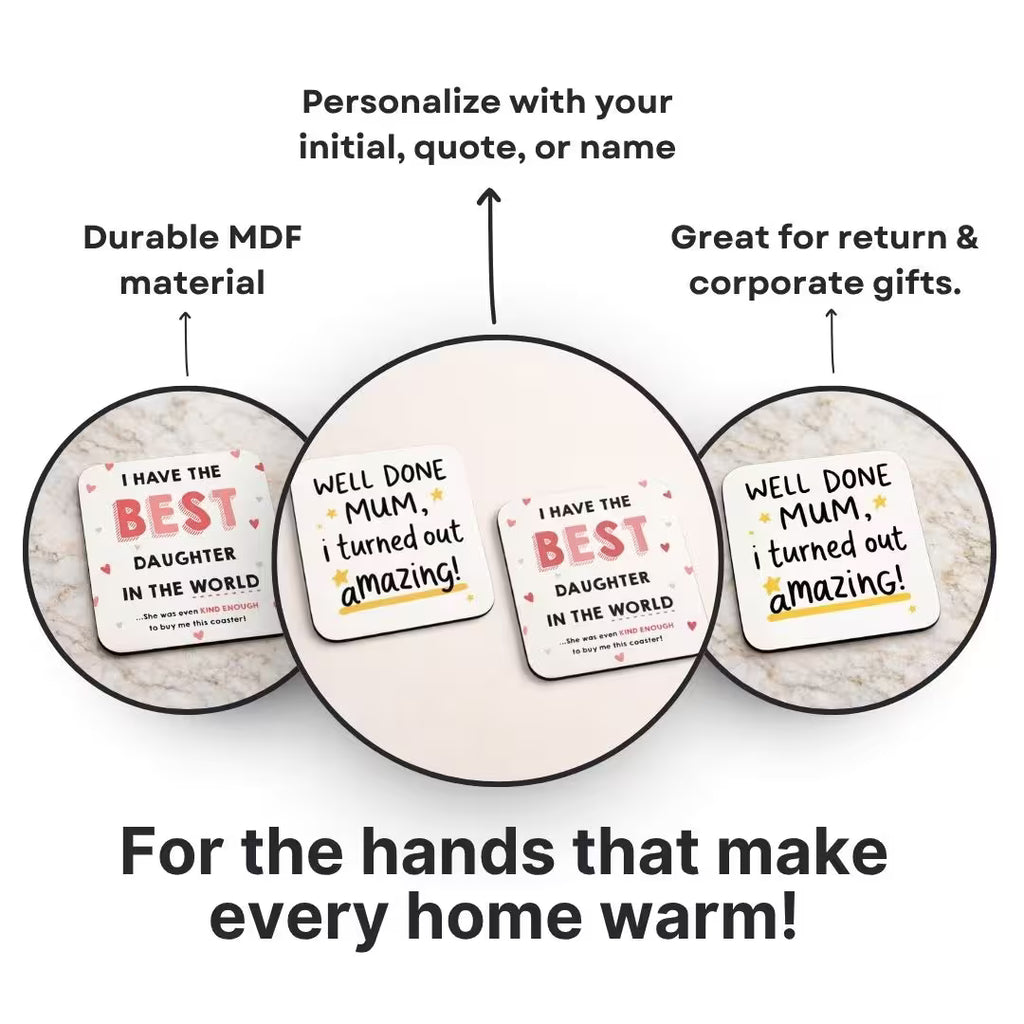 Funny Quotes Square Coaster Set – Sassy Gifts for Mom