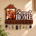 Personalized Home Shaped Photo Wooden Key Holder