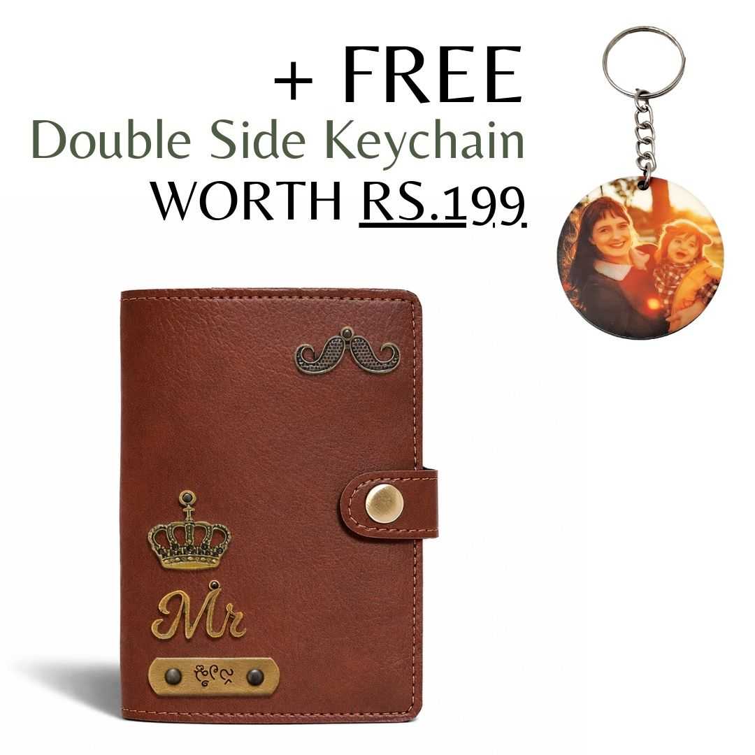 Personalized Button Passport Cover - Brown