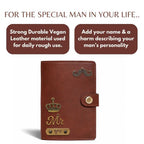 Personalized Button Passport Cover - Brown